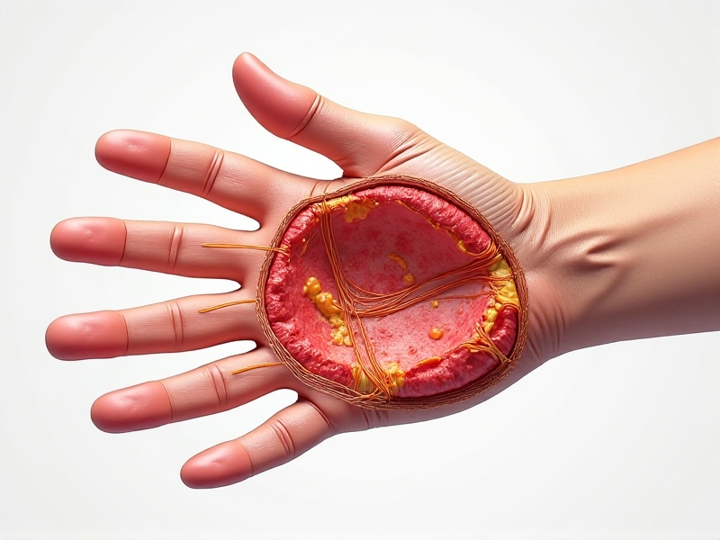 A detailed diagram illustrating the human hand receiving haptic feedback. The image shows a cross-section of the skin with nerve endings highlighted, and arrows indicating the transmission of tactile signals to the brain. The diagram is set against a soft blue background, with labels in a clean, modern font.